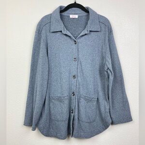 Goldie Lewinter Women's Medium Grey Button Up Oversized Shacket Jacket Shirt